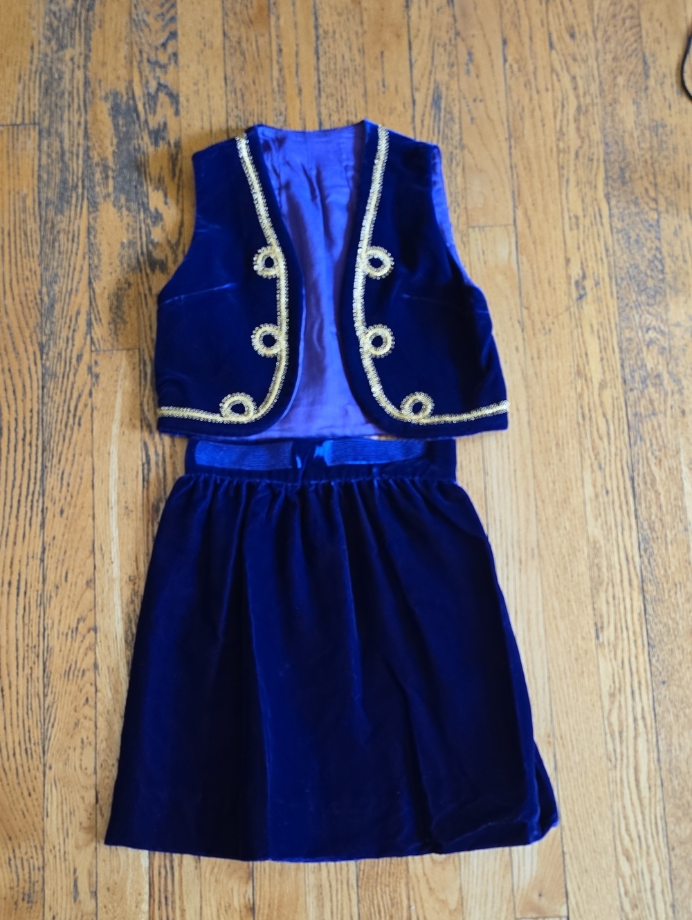70s Vintage Boho Velvet Bolero and Mini Skirt Set